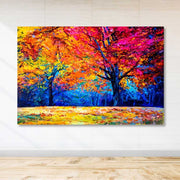 Quadro Decorativo em Tela 100% Canvas Multicolor 100x140 cm com Moldura de Madeira (3-4 cm)