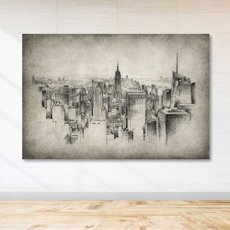 Quadro em Canvas Multicolor 100x140 cm com Moldura de Madeira (3–4 cm)