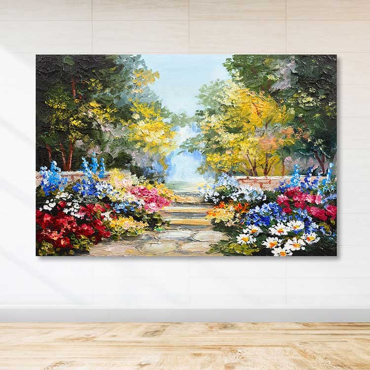 Quadro em Tela Decorativa Multicolor 100x140 cm com Moldura de Madeira (3–4 cm) – 100% Tela