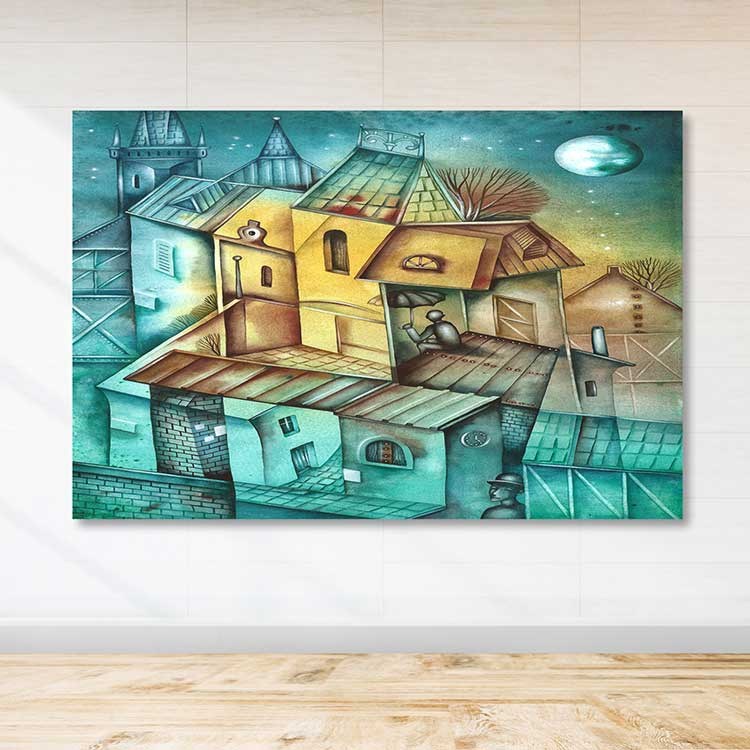 Quadro em Tela Decorativa Multicolorido 100x140 cm – Moldura 100% Madeira (3–4 cm)