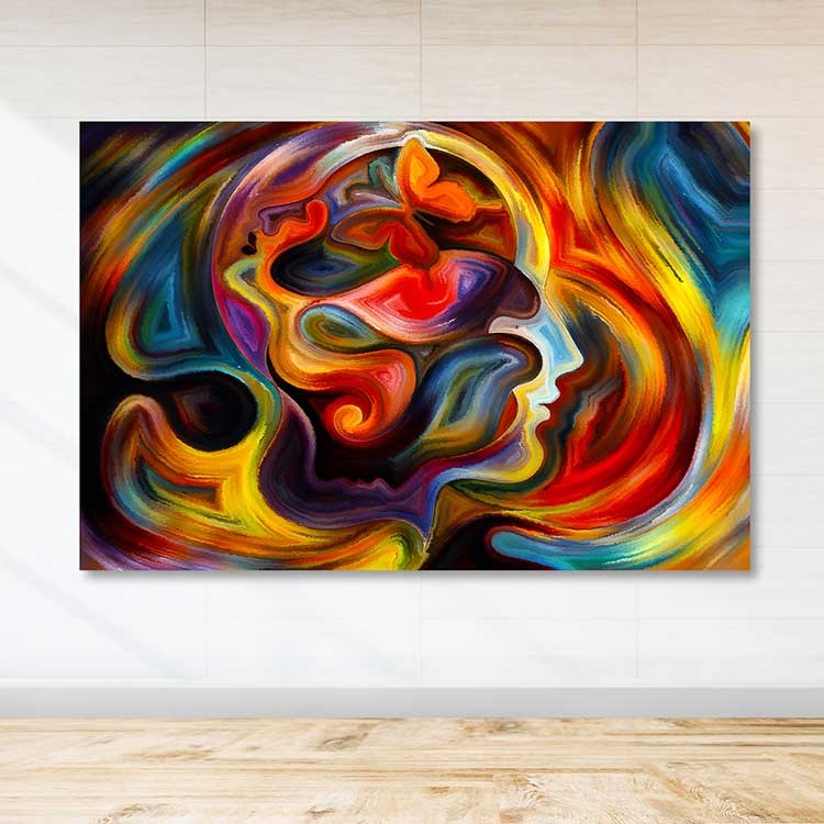 Quadro em Tela 100% Canvas Multicolor 100x140 cm com Moldura de Madeira (3–4 cm)