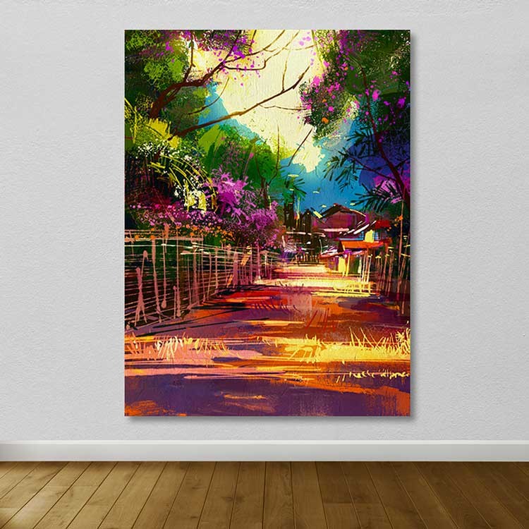 Quadro Decorativo em Tela Multicolor 100x140 cm com Moldura de Madeira (3–4 cm) – 100% Canvas