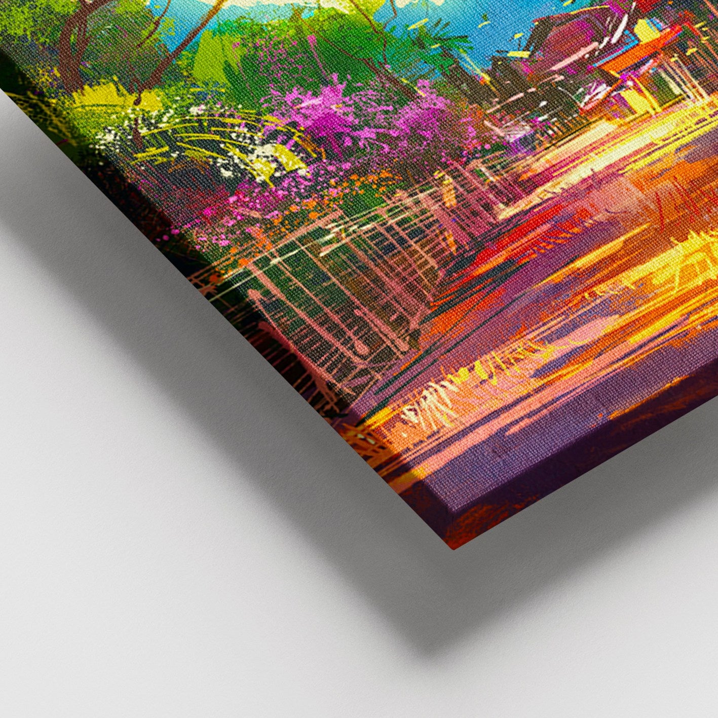 Quadro Decorativo em Tela Multicolor 100x140 cm com Moldura de Madeira (3–4 cm) – 100% Canvas