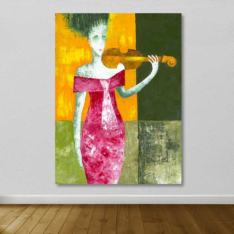 Quadro em Tela Multicolorido 100x140 cm com Moldura de Madeira (3–4 cm) – 100% Tela