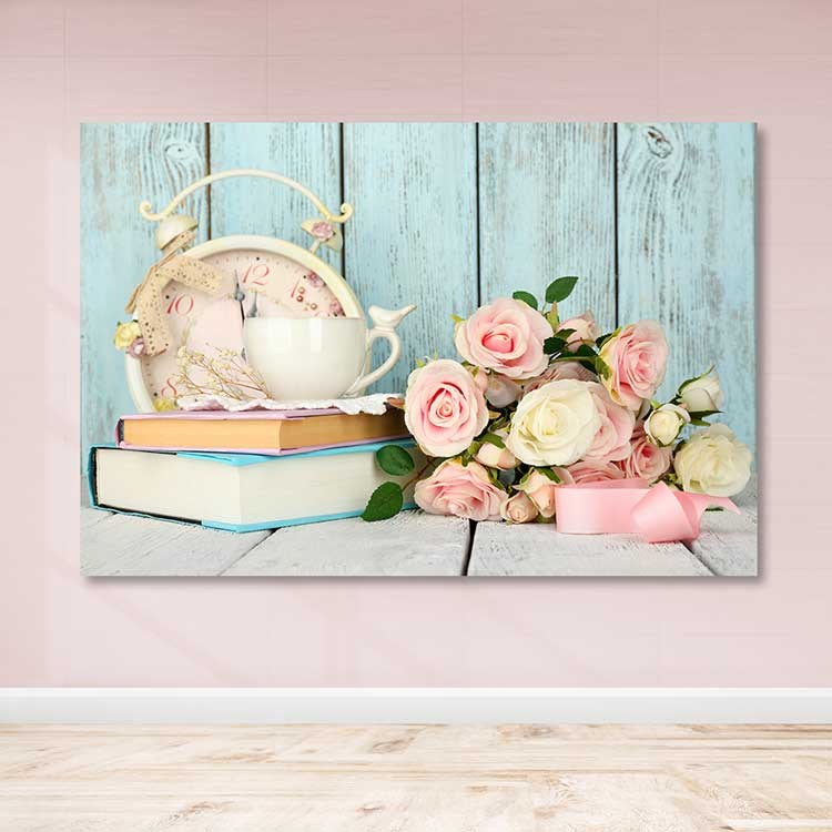 Quadro em Tela Decorativa Multicolor 100 x 140 cm com Moldura de Madeira (3–4 cm)