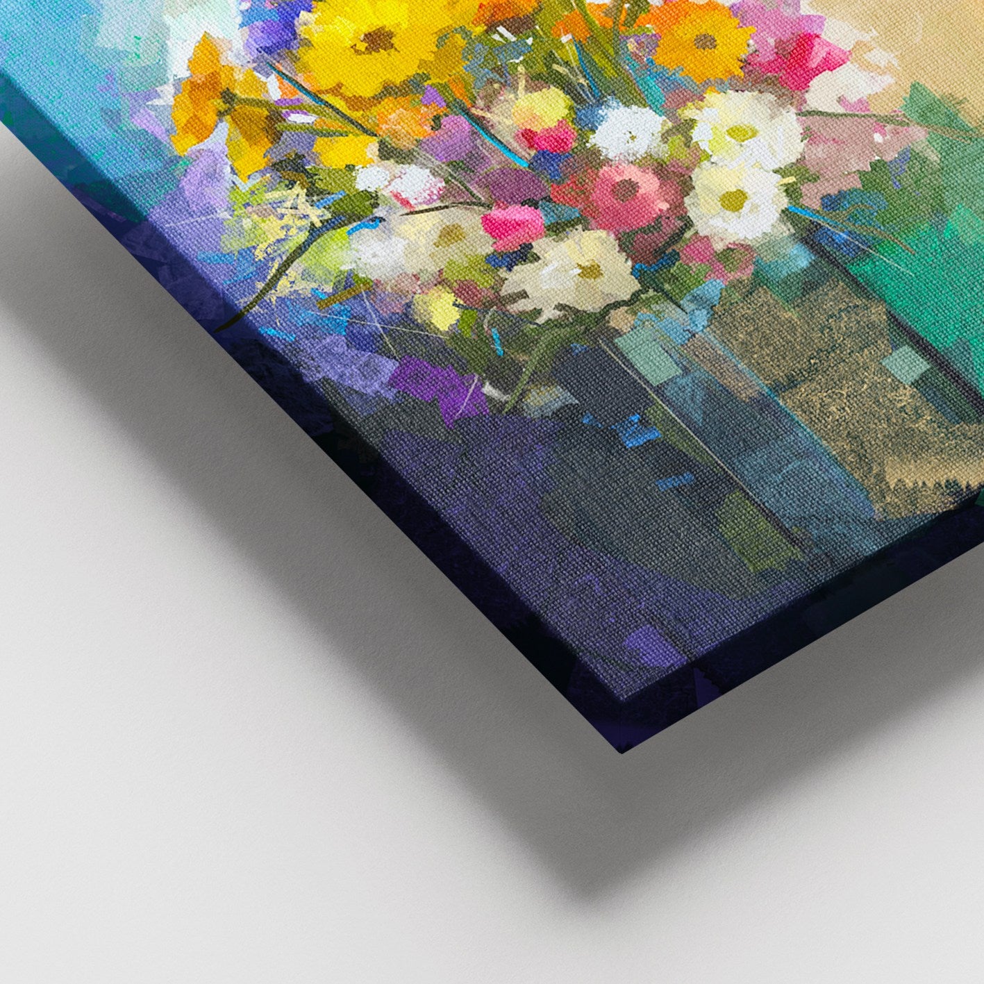 Quadro em Tela Decorativa Multicolor 100x140 cm com Moldura de Madeira (3–4 cm)