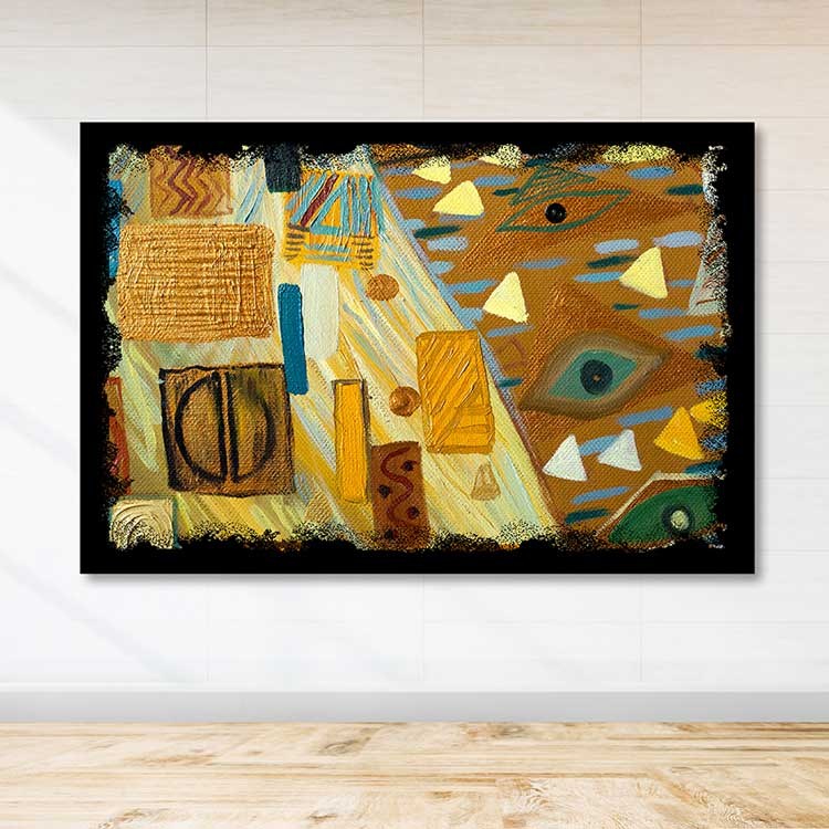 Quadro em Tela Decorativo Multicolor 100x140 cm com Moldura de Madeira (3–4 cm)