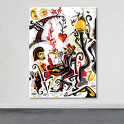 Quadro em Tela Decorativa Multicolor 100x140 cm com Moldura de Madeira (Espessura 3–4 cm)