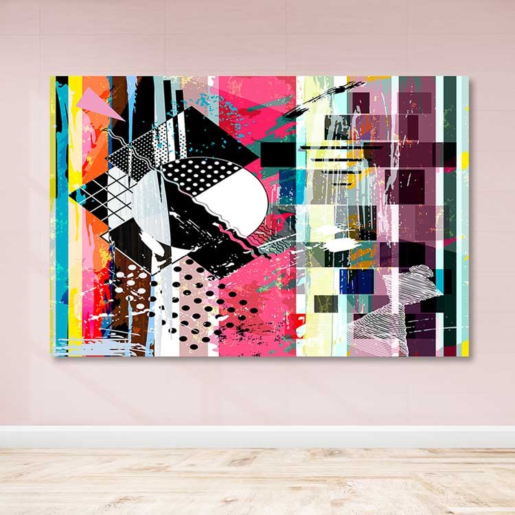 Pintura em Tela Decorativa Multicolor 100x140 cm com Moldura de Madeira (3–4 cm)