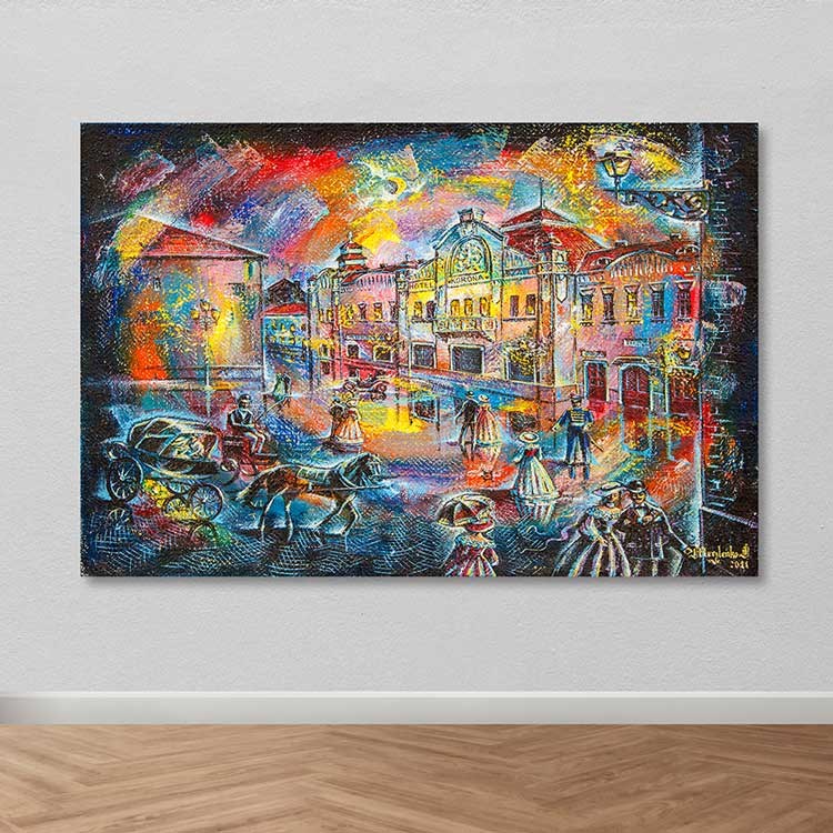 Tela Decorativa Multicolor 100x140 cm – 100% Canvas com Moldura de Madeira (3–4 cm)