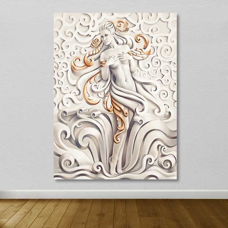 Quadro em Tela Decorativa Multicolor 100x140 cm com Moldura de Madeira (3-4 cm) – 100% Tela – DEV03380100140