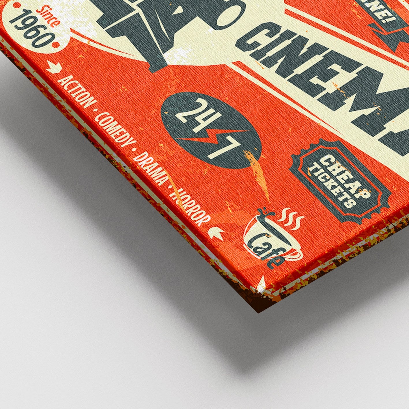 Quadro Decorativo em Tela 100% Canvas Multicolor 100x140 cm com Moldura de Madeira (3–4 cm)