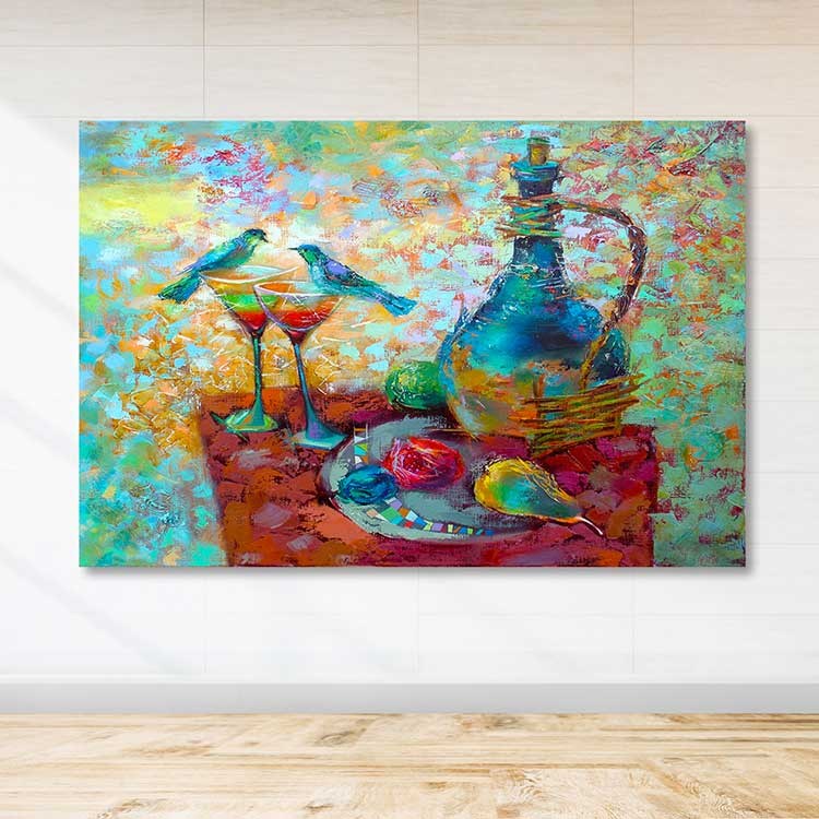 Quadro em Tela Decorativa Multicolor 100x140 cm, Canvas 100%, Moldura de Madeira (3–4 cm) – DEV03412100140