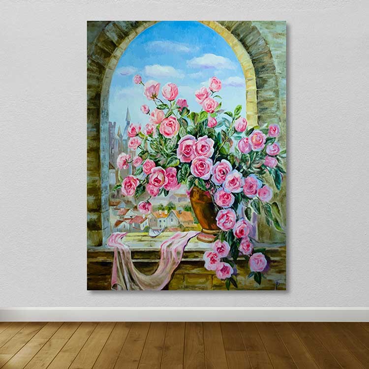 Quadro em Tela Decorativa Multicolor 100x140 cm com Moldura de Madeira (3–4 cm) – 100% Tela