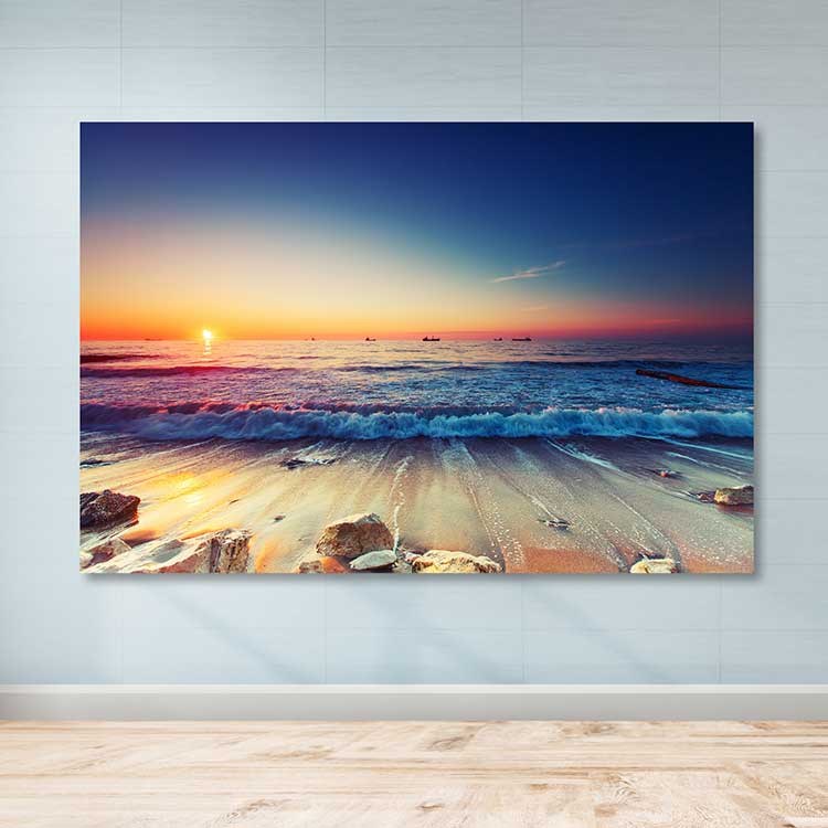 Quadro em Tela Decorativa Multicolor 100x140 cm com Moldura de Madeira (3–4 cm)