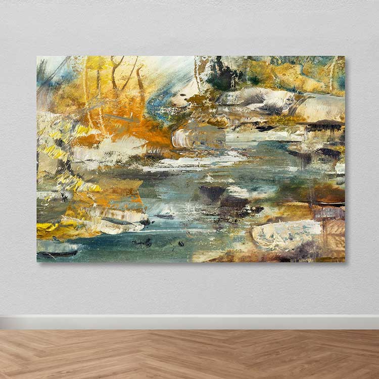 Quadro em Tela Decorativa Multicolor 100x140 cm com Moldura de Madeira (3–4 cm) – 100% Canvas