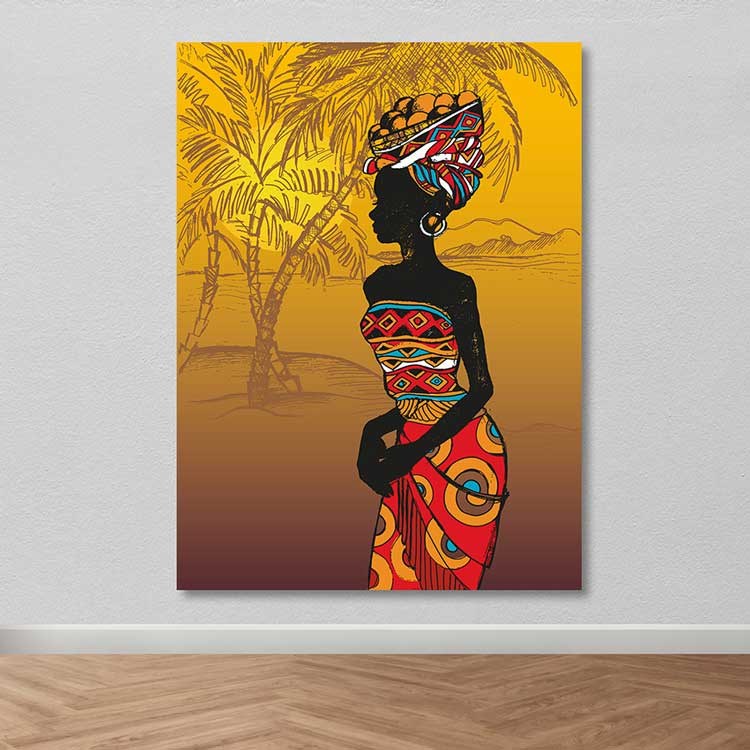 Quadro Decorativo em Tela Multicor 100x140 cm com Moldura de Madeira (3–4 cm)