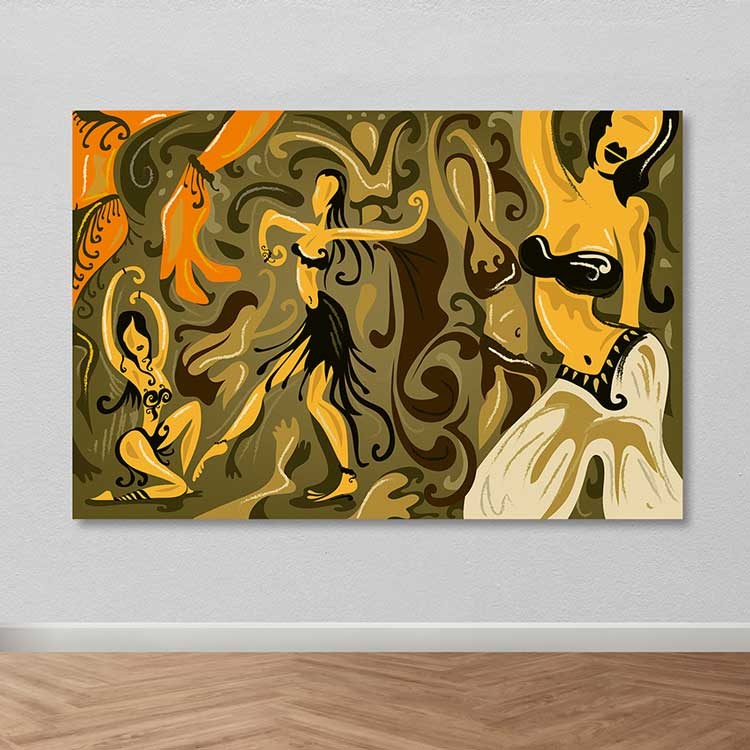 Tela Decorativa em Canvas 100% Multicolor com Moldura de Madeira (3–4 cm) 100x140 cm