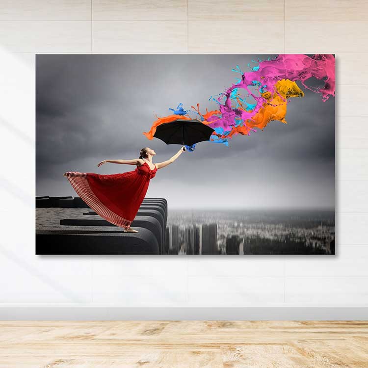 Tela Decorativa em Canvas 100x140 cm Multicolor com Moldura de Madeira (3–4 cm)