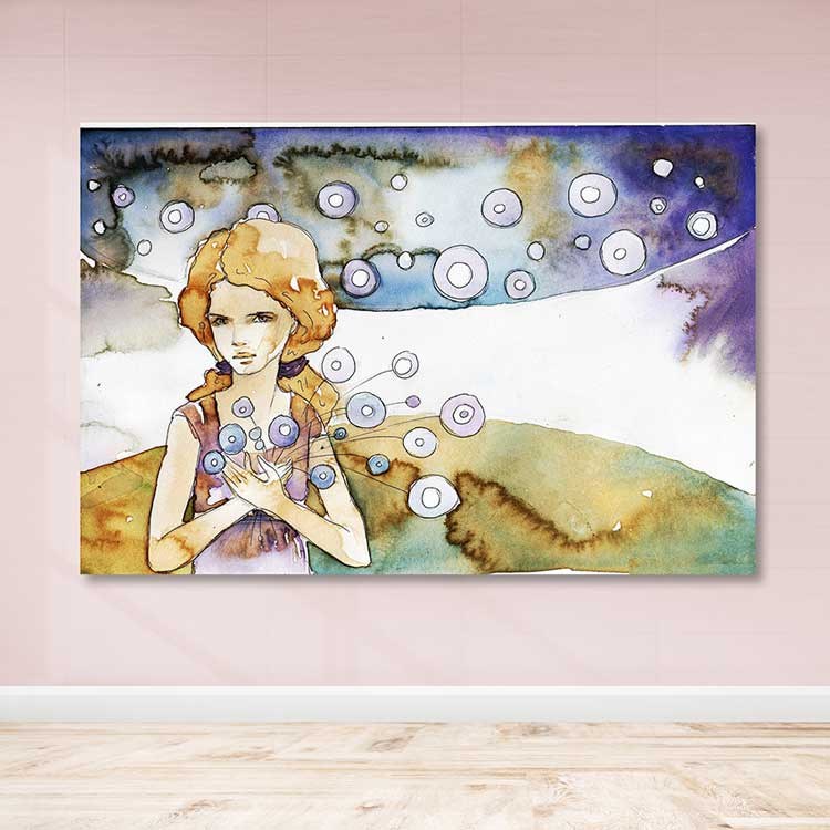 Quadro Decorativo em Tela 100% com Moldura de Madeira (3–4 cm), Multicolor, 100 x 140 cm