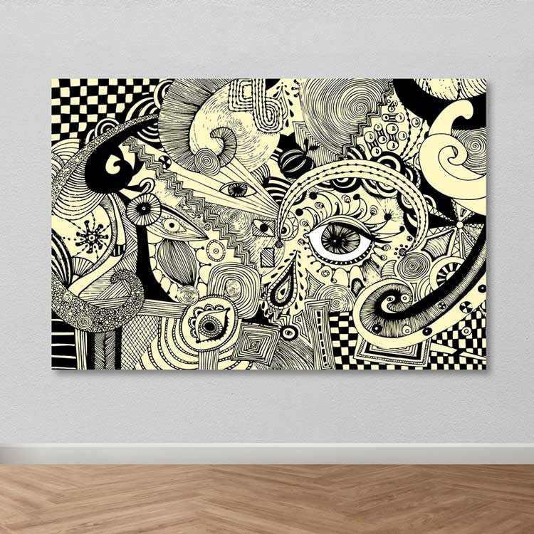 Quadro em Canvas 100% Multicolor 100 x 140 cm com Moldura de Madeira (3–4 cm)