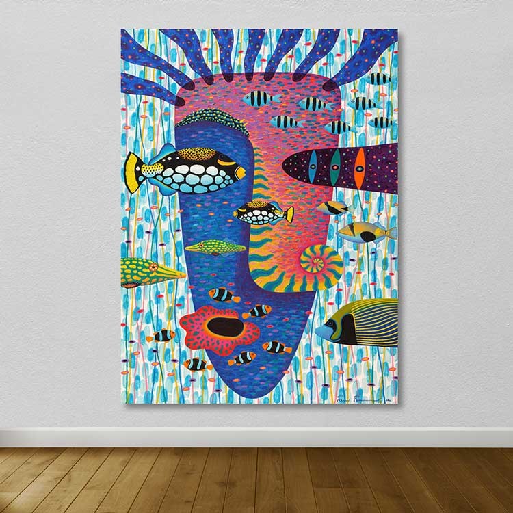 Quadro em Tela Decorativo Multicolor 100x140 cm, 100% Canvas, Moldura de Madeira 3–4 cm