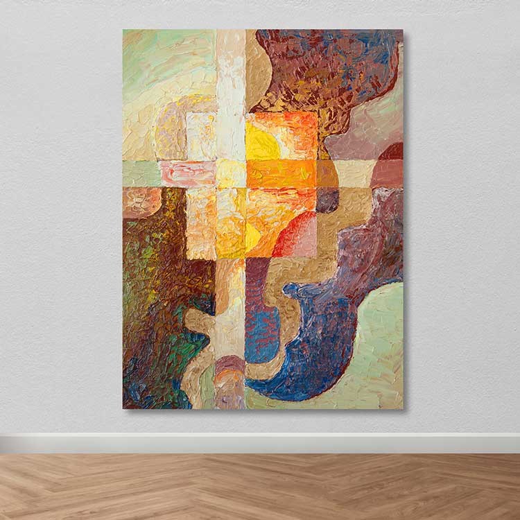 Tela Decorativa Multicolor em Canvas 100x140 cm com Moldura de Madeira (3–4 cm)