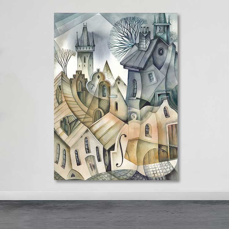 Quadro em Tela Multicolor 100% Canvas com Moldura de Madeira 100x140 cm