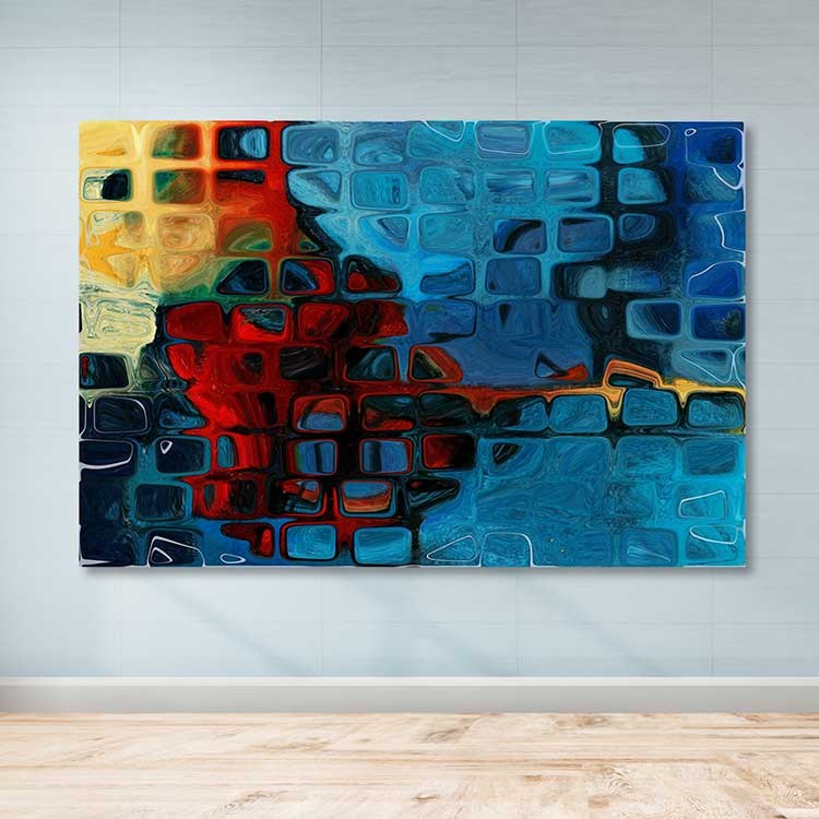 Quadro em Tela Decorativa Multicolorido 100x140 cm - 100% Canvas com Moldura de Madeira 3-4 cm