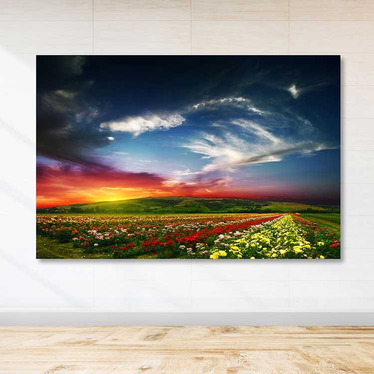 Quadro em Tela Decorativo Multicolor 100x140 cm com Moldura de Madeira (3–4 cm)