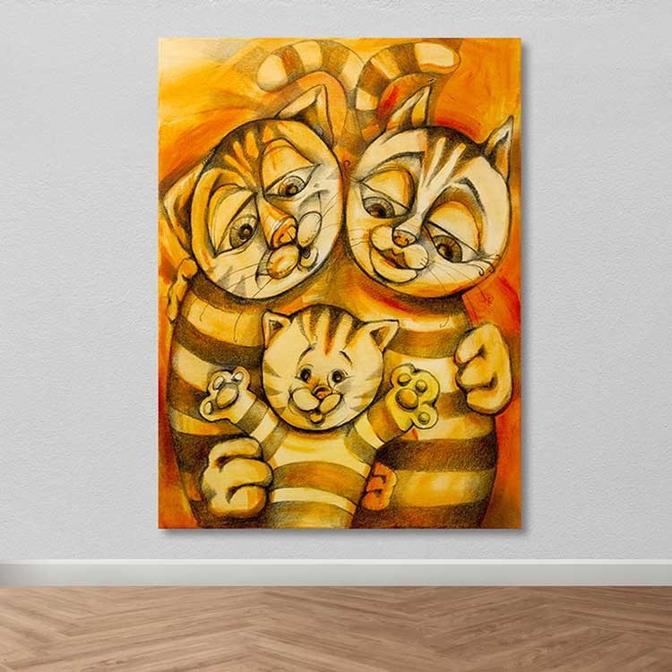 Quadro em Tela Decorativo Multicolorido 100x140 cm com Moldura de Madeira (3–4 cm) – 100% Tela (Canvas)