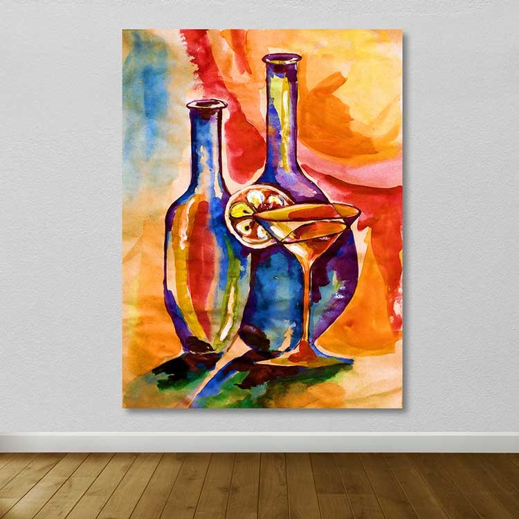 Quadro em Tela Decorativa Multicolor com Moldura de Madeira (3–4 cm) 100 x 140 cm