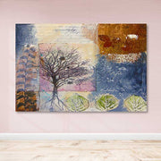 Tela Decorativa Multicolor 100% Canvas com Moldura de Madeira 100x140 cm