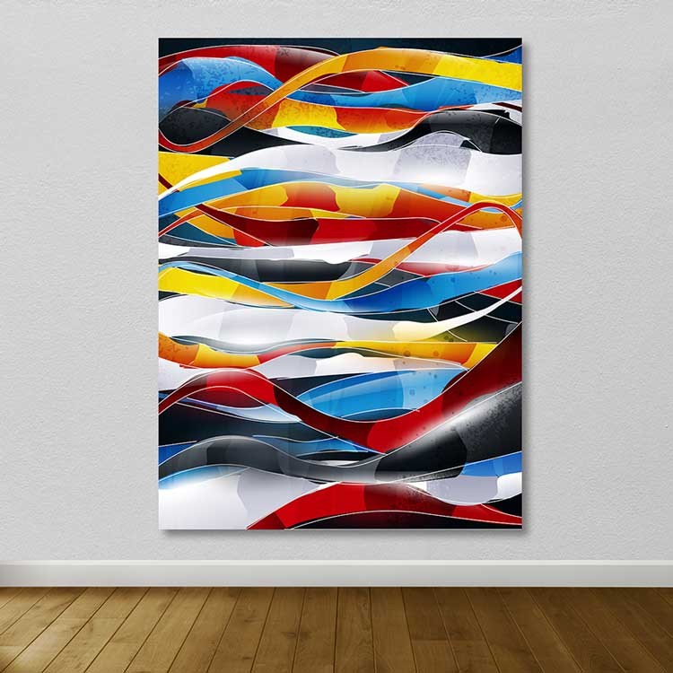 Quadro em Tela Decorativa Multicolorido 100 x 140 cm com Moldura de Madeira (3–4 cm) – 100% Tela