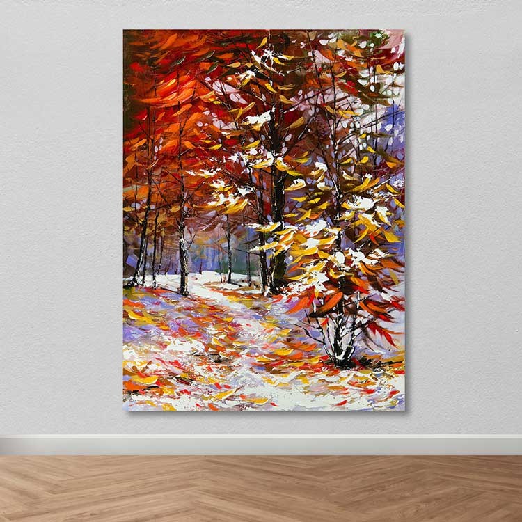 Quadro em Tela Decorativa Multicolor 100x140 cm com Moldura de Madeira (3–4 cm) – 100% Canvas