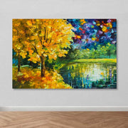 Quadro em Tela Canvas Decorativa Multicor 100x140 cm com Moldura de Madeira (3–4 cm)