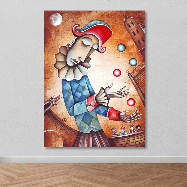 Tela Decorativa Multicolor 100 x 140 cm com Moldura de Madeira (3–4 cm) – 100% Canvas