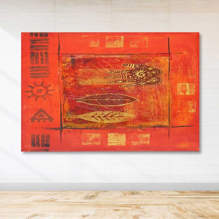 Tela Decorativa Multicolor 100x140 cm com Moldura de Madeira (3-4 cm)