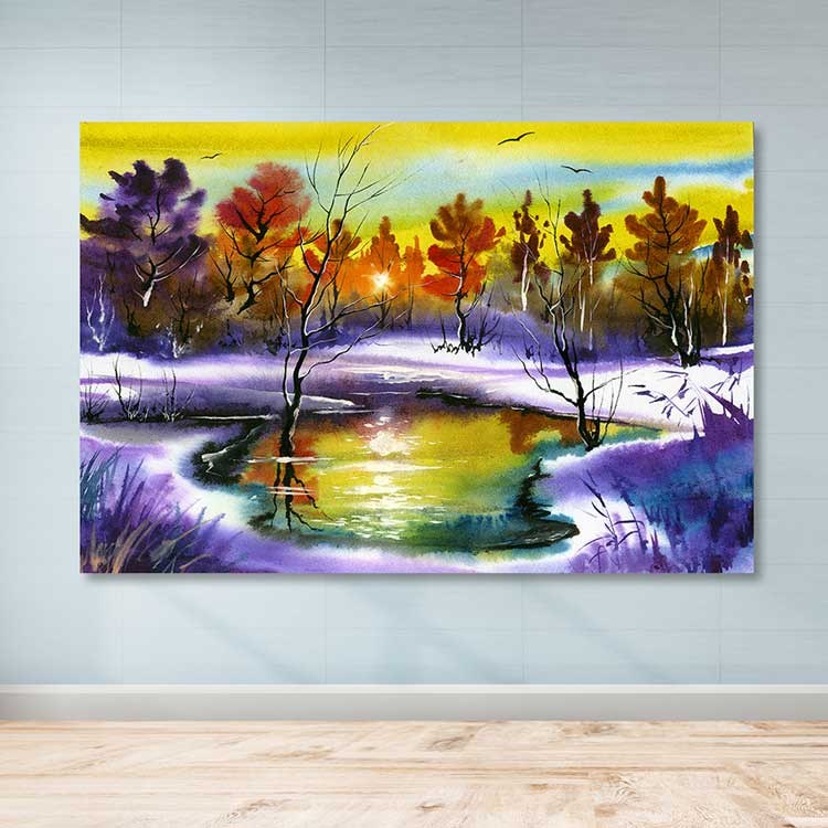 Tela Decorativa Multicolor em 100% Canvas 100x140 cm com Moldura de Madeira (3–4 cm)