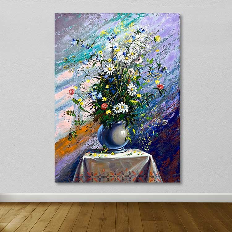 Tela Decorativa Multicolor em Canvas 100% com Moldura de Madeira (3–4 cm), 100 x 140 cm