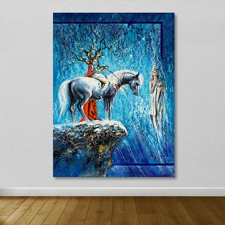 Quadro em Tela Decorativo Multicolor 100x140 cm com Moldura de Madeira (3–4 cm)