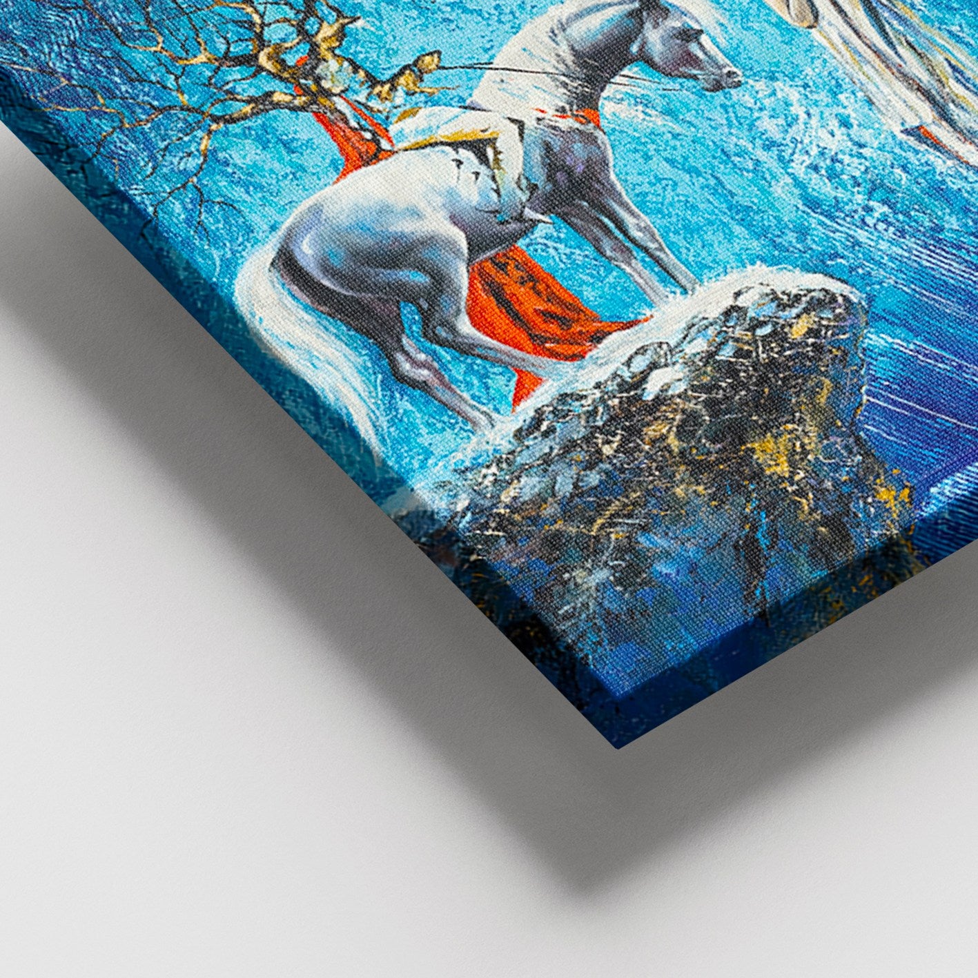 Quadro em Tela Decorativo Multicolor 100x140 cm com Moldura de Madeira (3–4 cm)