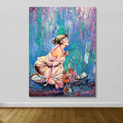 Quadro Decorativo em Tela Multicolor 100x140 cm com Moldura de Madeira (3–4 cm)