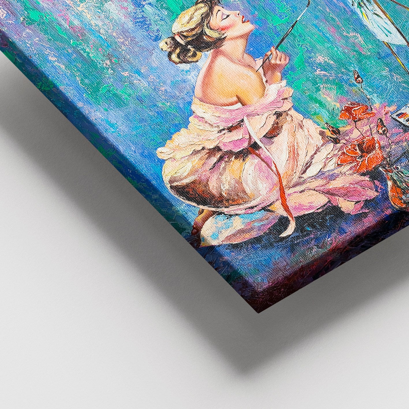 Quadro Decorativo em Tela Multicolor 100x140 cm com Moldura de Madeira (3–4 cm)