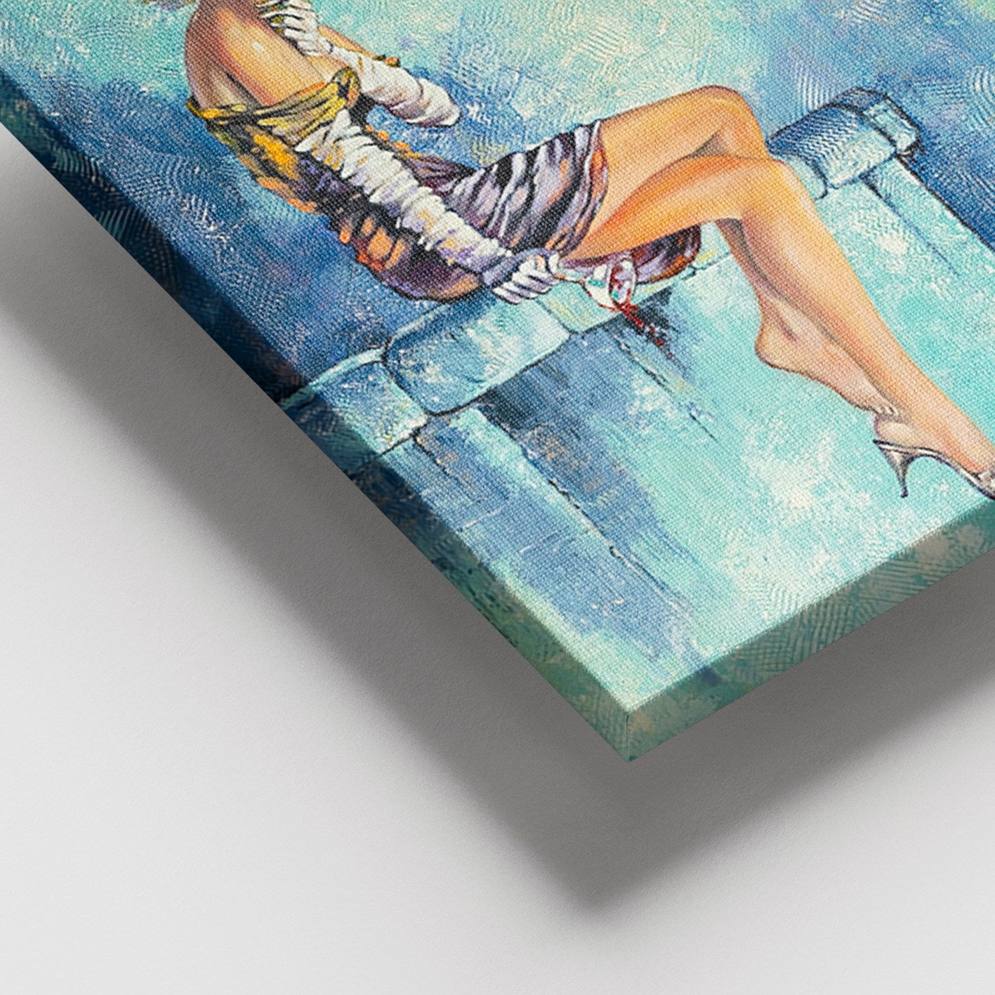 Quadro Decorativo em Tela Multicolor 100 x 140 cm com Moldura de Madeira (3–4 cm) – 100% Tela