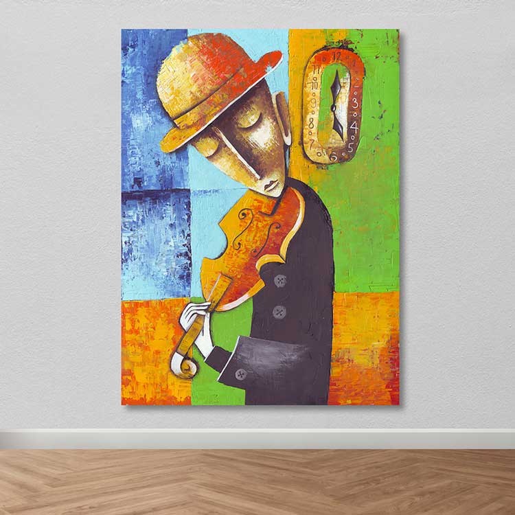 Quadro em Tela Decorativa Multicolor 100x140 cm com Moldura de Madeira (3–4 cm)