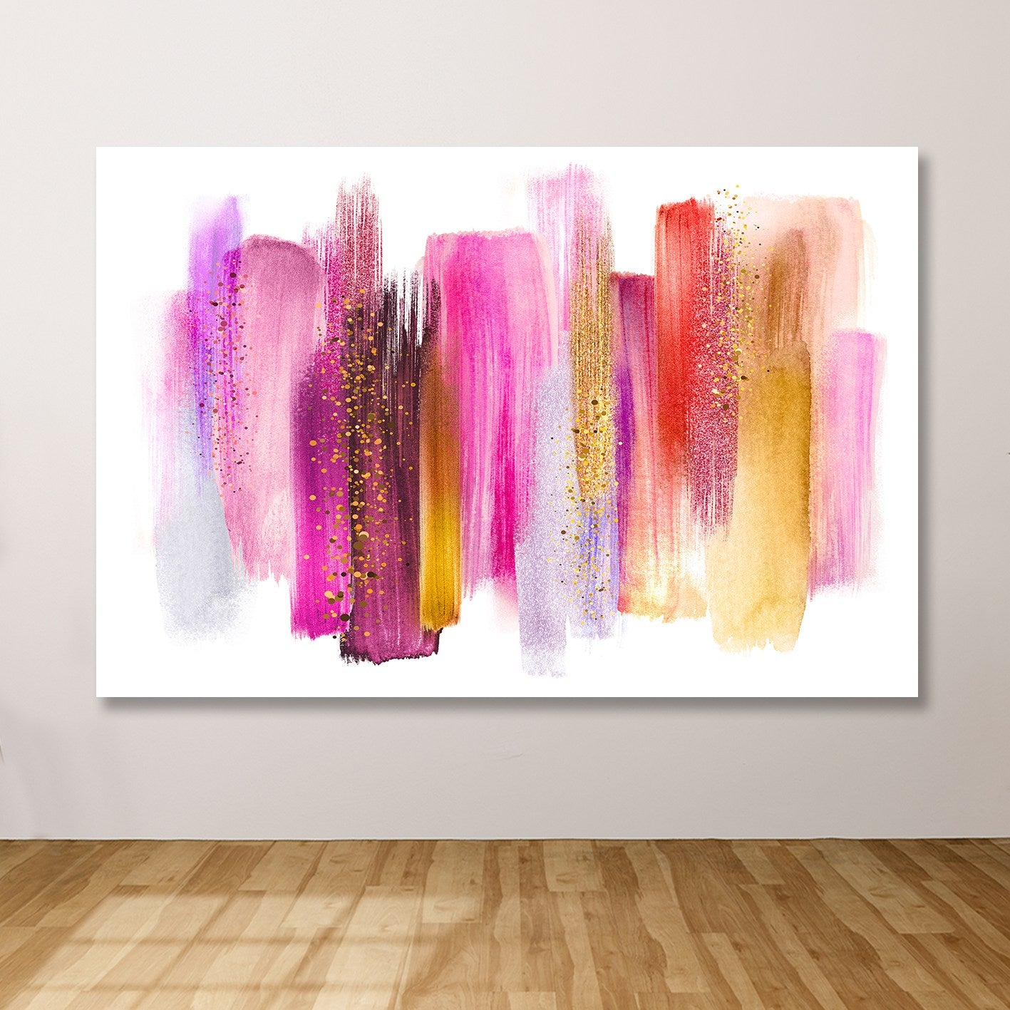 Quadro em Tela Decorativa Multicolor 100x140 cm com Moldura de Madeira (3–4 cm)