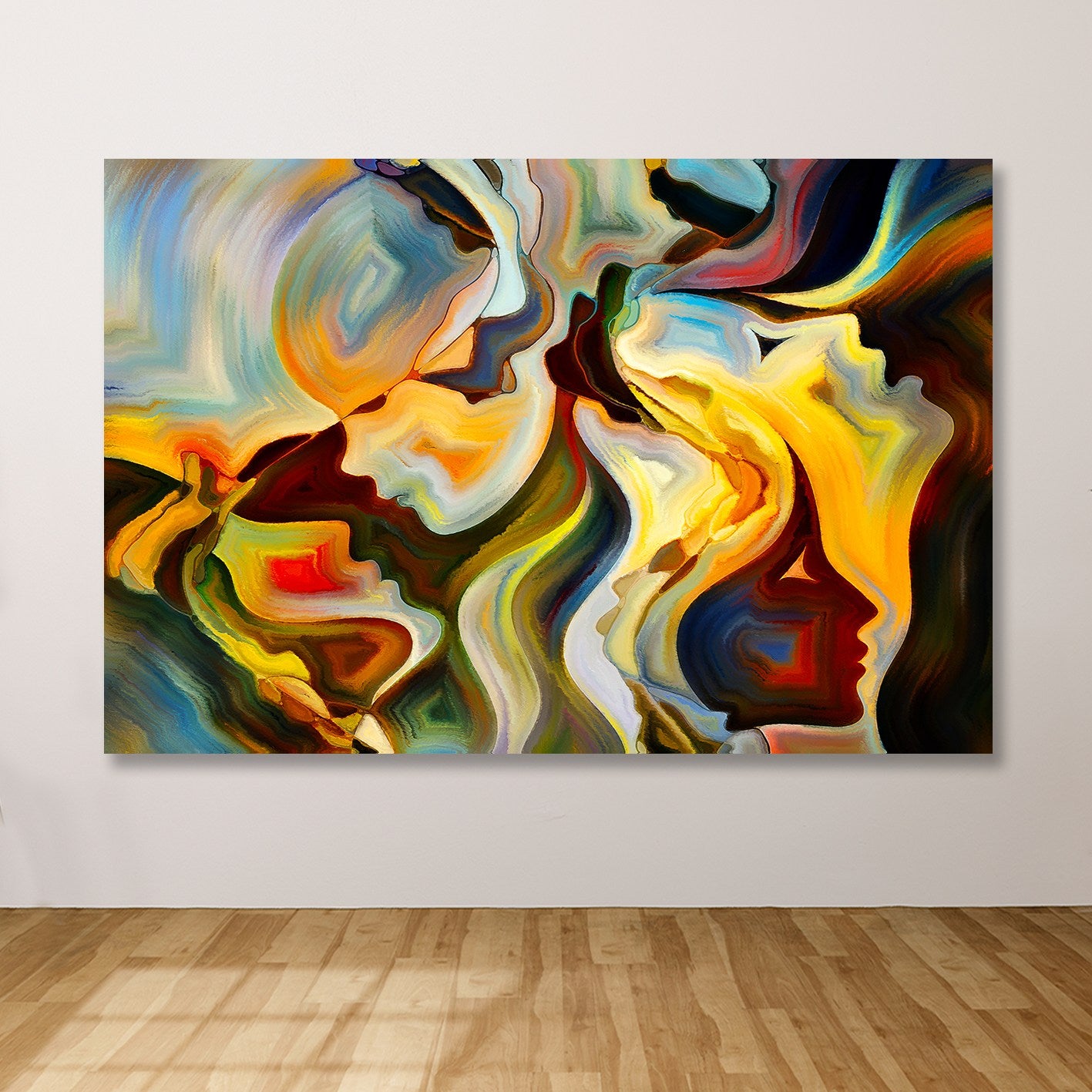 Quadro Decorativo em Tela 100% Canvas Multicolor 100x140 cm com Moldura 100% Madeira (3–4 cm)