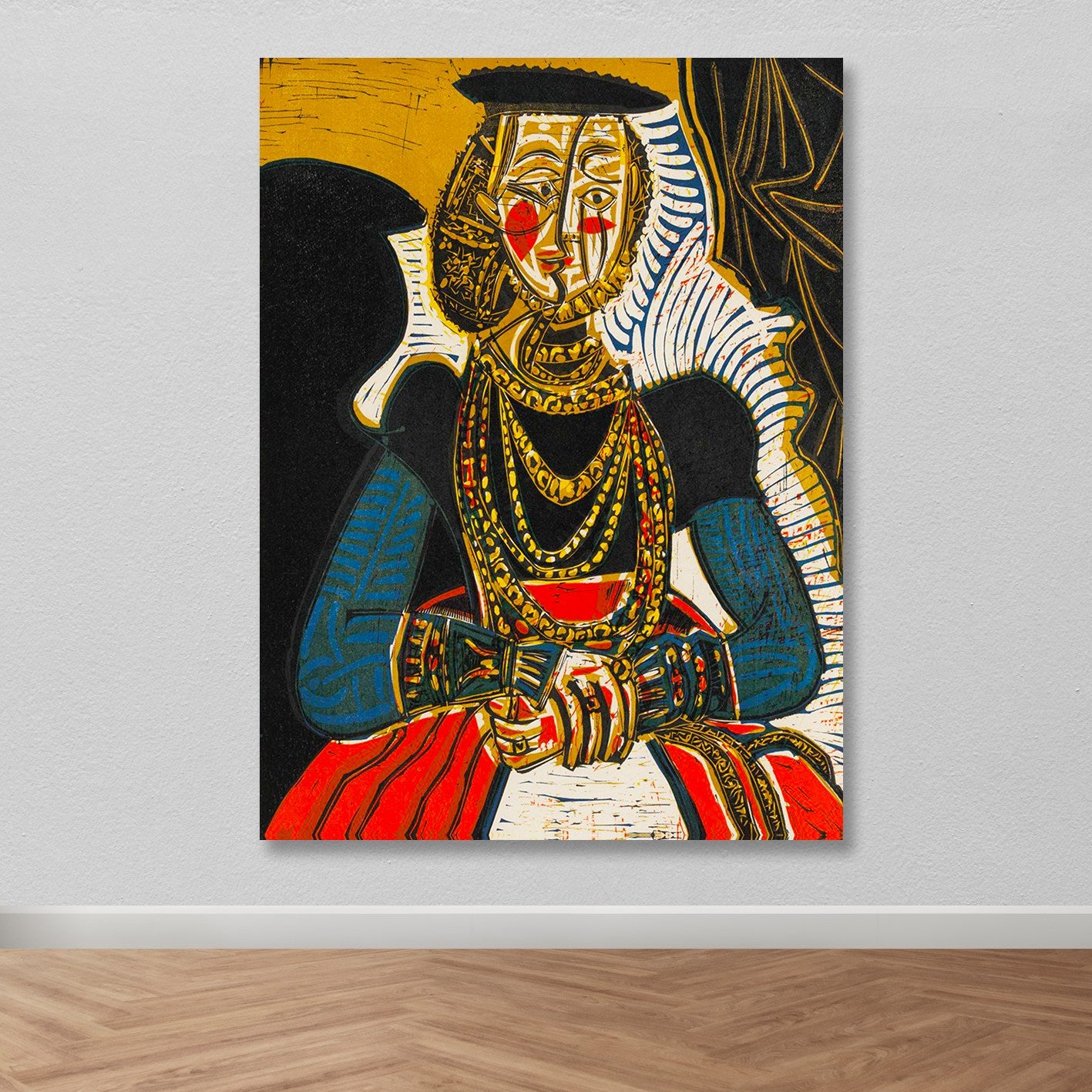 Quadro em Tela Decorativa Multicolor 100x140 cm com Moldura de Madeira 3–4 cm | DEV6721