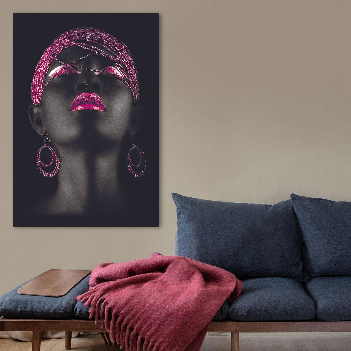 Quadro Decorativo em Tela 100% com Moldura de Madeira (3–4 cm), 100x140 cm – Multicolor